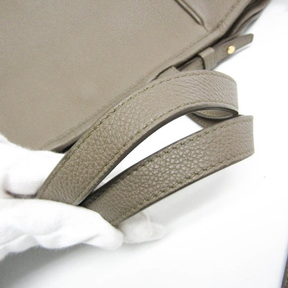 CELINE Small Fold Cabas 194073 Leather Handbag Shoulder Bag Gray Brown - Picture 12 of 16